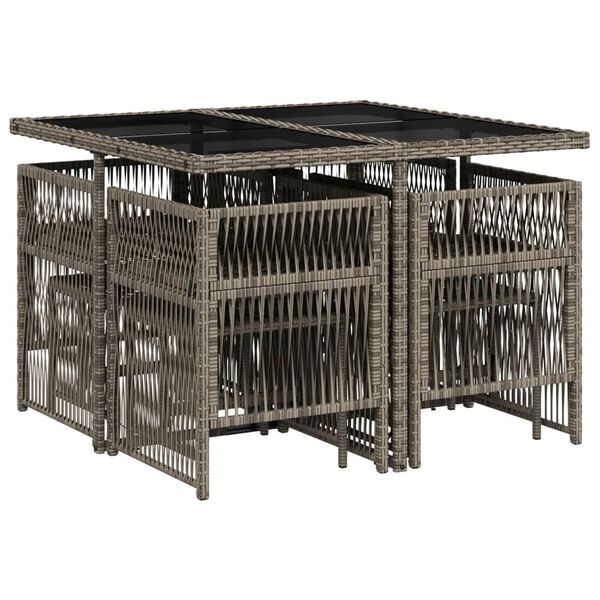 vidaXL spisebordss&aelig;t til haven 9 dele med hynder polyrattan gr&aring;