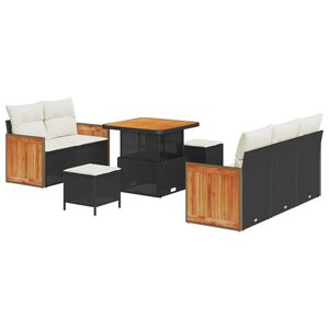 vidaXL Havesofa S&aelig;t med pude 10 pcs Sort og Cream polyrattan
