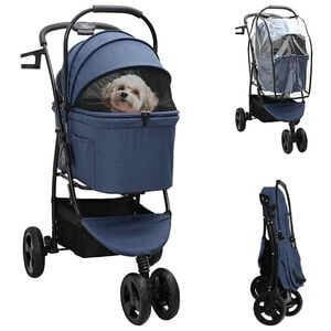 vidaXL Sammenklappelig k&aelig;ledyrsvogn Bl&aring; 78 x 54 x 101 cm Polyester