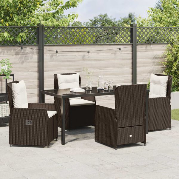 vidaXL Have Spisebordss&aelig;t 5 pcs Brun polyrattan