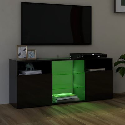 vidaXL tv-skab med LED-lys 120x30x50 cm sort højglans