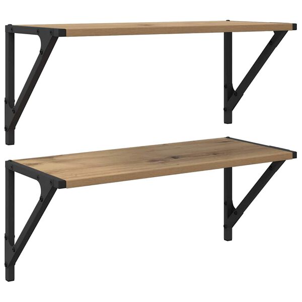 vidaXL V&aelig;ghylder med hylde 2 pcs Artisan Egetr&aelig; 60 x 25 x 25,5 cm