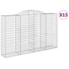vidaXL buede gabionkurve 15 stk. 300x50x180/200 cm galvaniseret jern