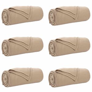 vidaXL Kastet&aelig;pper 6 stk. Camel 200 x 150 cm 2.61 kg Fleece
