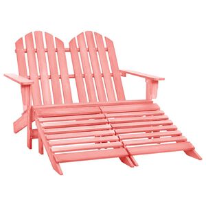 vidaXL 2-personers Adirondack-havestol med fodst&oslash;tte grantr&aelig; pink