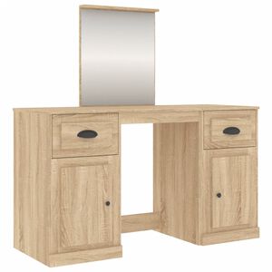 vidaXL makeupbord med spejl 130x50x132,5 cm brun sonoma-eg