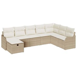 vidaXL Havesofa S&aelig;t med pude med opbevaring 8 pcs Beige Poly rattan