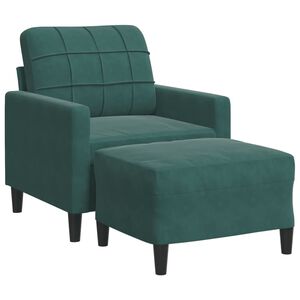 vidaXL sofastol med fodskammel 60 cm velour m&oslash;rkegr&oslash;n