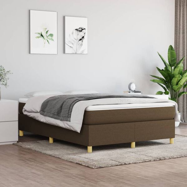 vidaXL Boxspring sengeramme 140x200 cm stof m&oslash;rkebrun