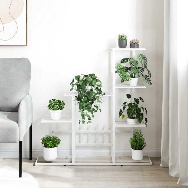 vidaXL blomsterstativ 94,5x25x88 cm metal hvid