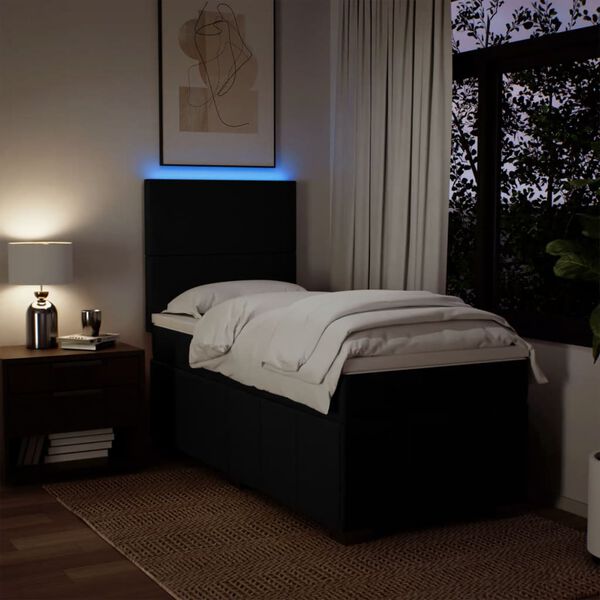 vidaXL kontinentalseng med madras 100x200 cm stof sort