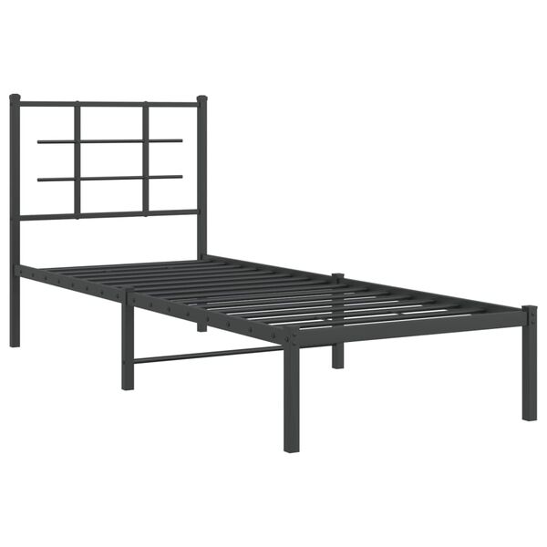 vidaXL sengeramme med sengegavl 75x190 cm metal sort