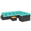 vidaXL havesofas&aelig;t med 10 hynder sort polyrattan