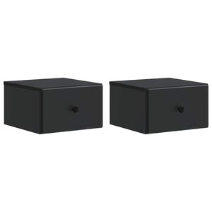 vidaXL V&aelig;gh&aelig;ngt Natbord 2 pcs Sort 34,5 x 33 x 20 cm Konstrueret tr&aelig;