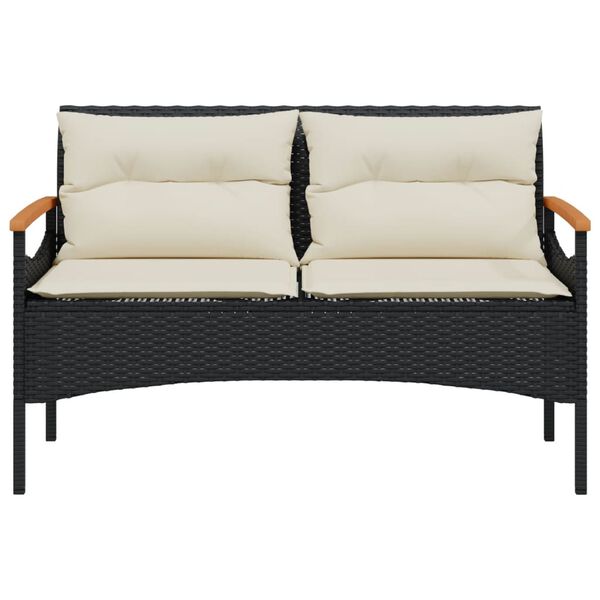 vidaXL haveb&aelig;nk med hynder 116x62,5x74 cm polyrattan sort