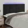 vidaXL sengegavl med LED-lys 160x5x118/128 cm fl&oslash;jl sort