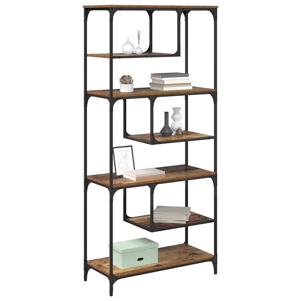 vidaXL Bogreol Gammelt tr&aelig; 81 x 36 x 176 cm Konstrueret tr&aelig;