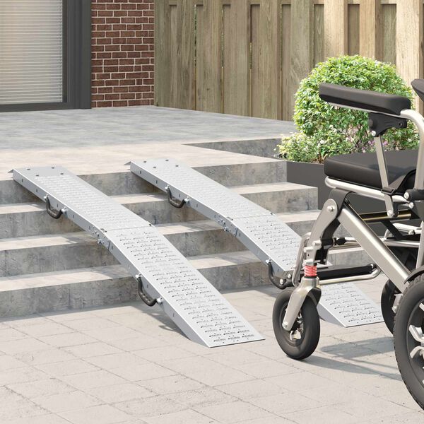 vidaXL Lad Ramp 2 pcs S&oslash;lv 166 x 22,5 x 4,5 cm Galvaniseret st&aring;l