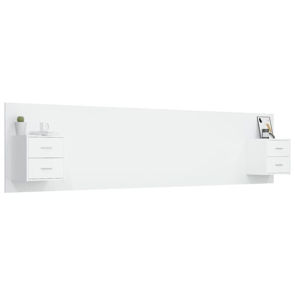 vidaXL sengegavl med opbevaring konstrueret træ hvid