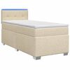 vidaXL Box Spring Seng med Madras og LED Cremefarvet 90 x 190 cm Stof