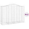 vidaXL buede gabionkurve 12 stk. 200x50x140/160 cm galvaniseret jern