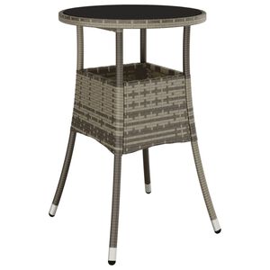 vidaXL havebord &Oslash;60x75 cm h&aelig;rdet glas og polyrattan gr&aring;