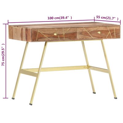vidaXL skrivebord med skuffer 100x55x75 cm massivt sheeshamtræ