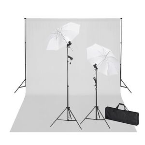 vidaXL studios&aelig;t med hvid fotobaggrund og lamper 600 x 300 cm