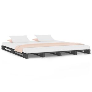 vidaXL palleseng 150x200 cm kingsize massivt fyrretr&aelig; gr&aring;