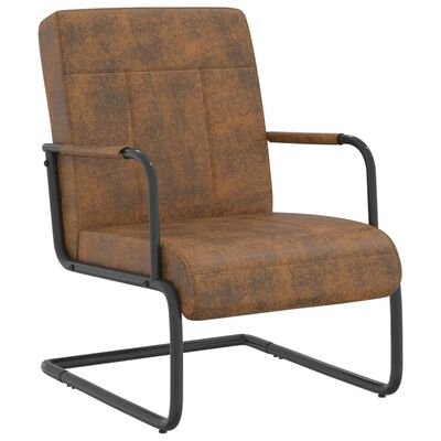 vidaXL stol med cantilever stof brun