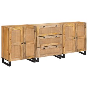 vidaXL Sideboard 3 pcs Brun 180 x 33 x 75 cm Massivt mangotr&aelig;