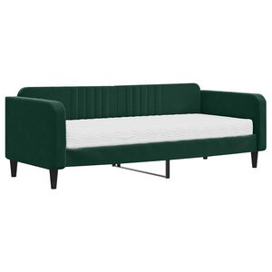 vidaXL daybed med madras 90x200 cm velour m&oslash;rkegr&oslash;n