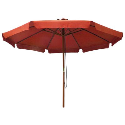 vidaXL udendørs parasol med træstang 330 cm terracottafarvet