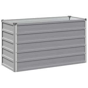 vidaXL H&aelig;vet Havebed Gr&aring; 100 x 40 x 55 cm koldvalset st&aring;l
