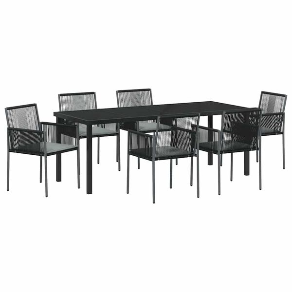 vidaXL Have Spisebordss&aelig;t 7 pcs Sort PE Rattan