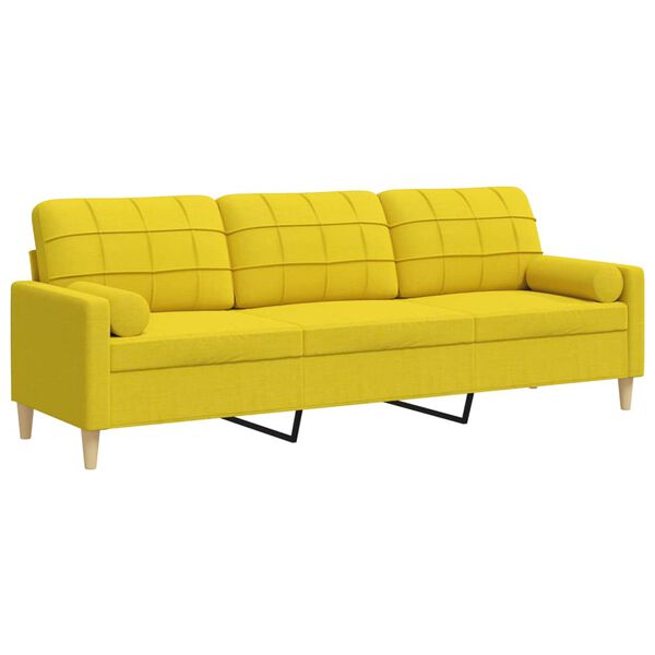 vidaXL 3-personers sofa med pyntepuder 210 cm stof lysegul
