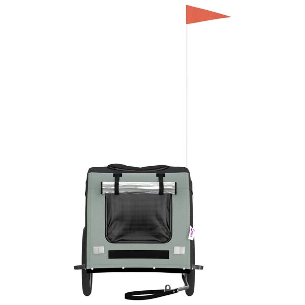 vidaXL cykelanhænger til kæledyr oxfordstof og jern sort og grå