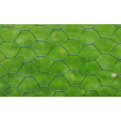 vidaXL hønsenet galvaniseret stål med PVC-belægning 25 x 0,75 m grøn