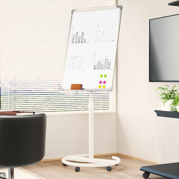 vidaXL Magnetisk whiteboard med hjul Hvid og grå 62 x 62 x 195 cm EPS