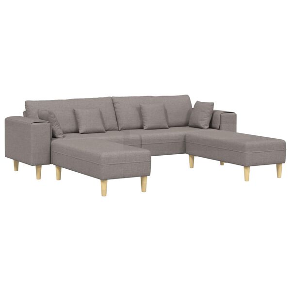 vidaXL Sofa med pude 3 pcs Gr&aring;brun Stof