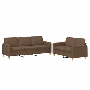 vidaXL sofas&aelig;t 2 dele med hynder stof brun