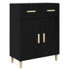 vidaXL Sideboard med skuffe Sort eg 34 x 69.5 x 89 cm Konstrueret tr&aelig;