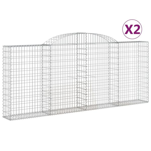 vidaXL buede gabionkurve 2 stk. 300x30x120/140 cm galvaniseret jern