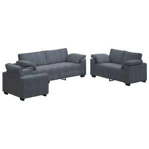 vidaXL sofas&aelig;t 3 dele med hynder velour m&oslash;rkegr&aring;