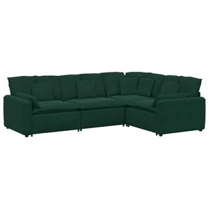 vidaXL modulsofa med hynder fl&oslash;jl m&oslash;rkegr&oslash;n