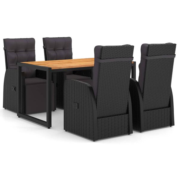 vidaXL spisebordss&aelig;t til haven 5 dele sort