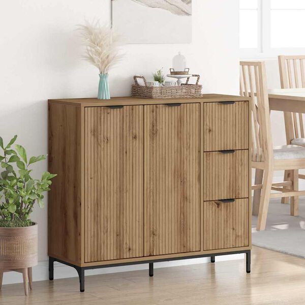 vidaXL Sideboard Artisan Egetr&aelig; 89,5 x 33 x 82 cm Konstrueret tr&aelig;