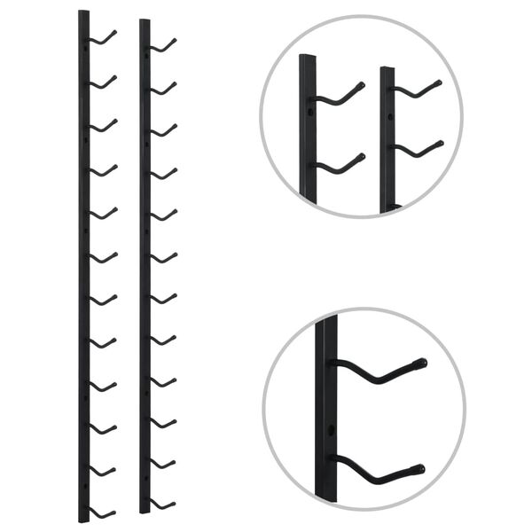 vidaXL vægmonteret vinreol til 12 vinflasker sort jern