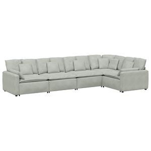 vidaXL modulsofa med hynder fl&oslash;jl lysegr&aring;