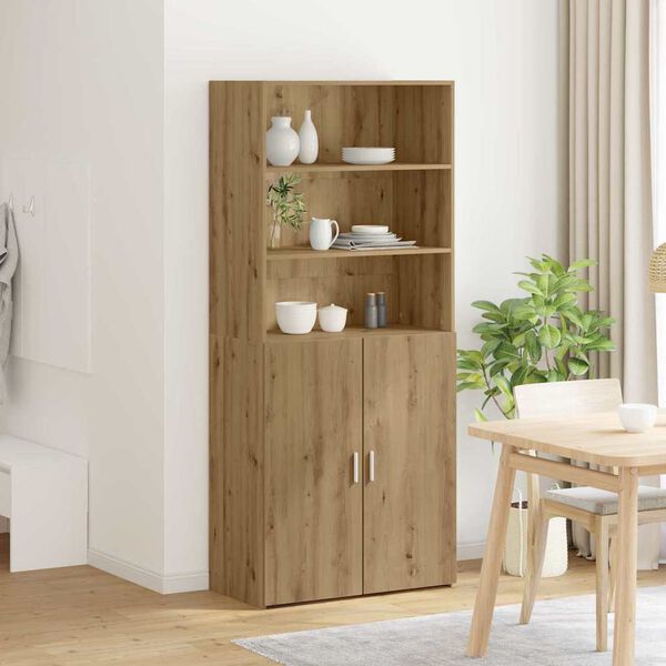 vidaXL Highboard Artisan Egetr&aelig; 80 x 42,5 x 185 cm Konstrueret tr&aelig;